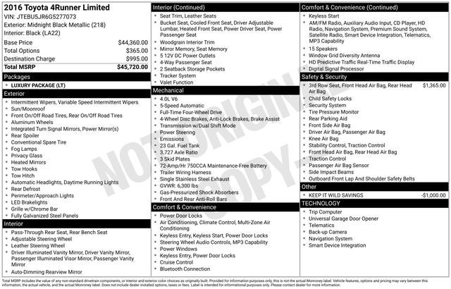 2016 Toyota 4Runner Limited