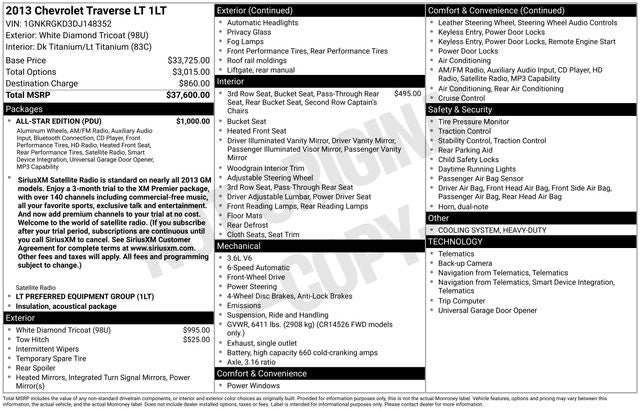 2013 Chevrolet Traverse LT 1LT